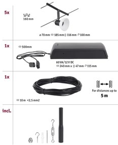 Paulmann 94450 - SADA 5xGU5,3/10W Bodové svietidlo SHEELA 230V čierna