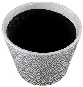 Okrúhly keramický kvetináč BEIRE, bielo-čierny Veľkosť: L