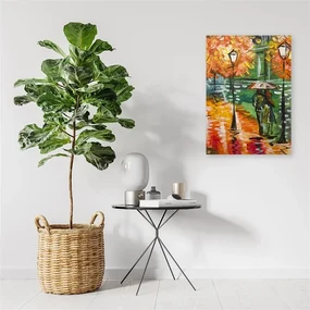 Gario Obraz na plátne Daždivá jeseň na ceste s lampášmi Rozmery: 40 x 60 cm, Prevedenie: Obraz na plátne