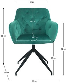 Kondela Otočná stolička, zelená Velvet látka/čierna, VELEZA NEW