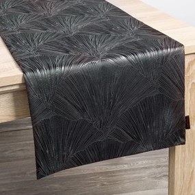 Elegantný zamatový stredový obrus v čiernej farbe s krásnym vzorom 40x140