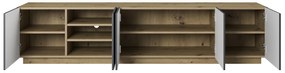 RTV skrinka Asha 200 cm s ryhovaným čelom - artisan / rivier stone mat