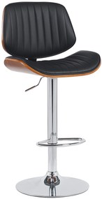 Barová stolička Clawson - koženka, chróm rám - orech/čierna