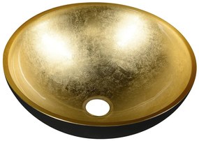 Sapho Sapho, MURANO BLACK-GOLD sklenené umývadlo 40x14cm, zlata/čierna, AL5318-77