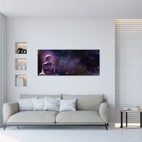 Obraz - Budha s kvetmi života (120x50 cm)