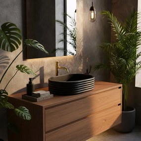 Rea Nicoletta, umývadlo na dosku 500x360x140 mm, imitácia kameňa-čierna, REA-U7345