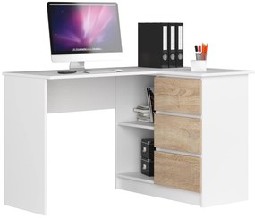 Rohový PC stolík Bodhi (biela + dub sonoma) (P). Akcia -17%. Vlastná spoľahlivá doprava až k Vám domov. 1128555