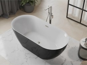 Mexen Roxy, voľne stojaca vaňa 170 x 80 cm, biela-čierna, brúsená oceľ prepad, 51201708075-97