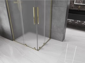 Mexen Velar L Duo, sprchový kút s posuvnými dverami 100 x 90 cm, 8mm sklo námraza, zlatá lesklá, 871-100-090-02-33-50