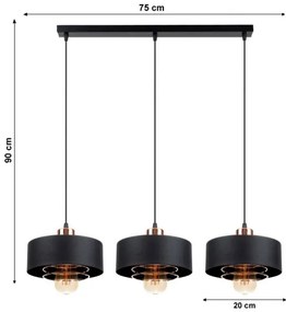 Luster na lanku VEST 3xE27/60W/230V