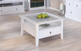 Štvorcový konferenčný stolík Provence, bielená borovica