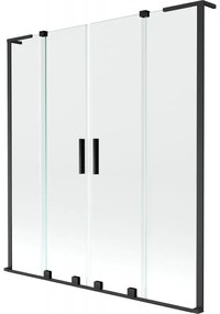 Mexen Velar L Duo, 2-krídlová posuvná vaňová zástena 140 x 150 cm, 8mm číre sklo, čierna matná, 896-140-003-02-70