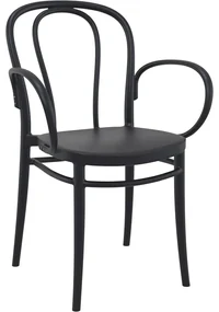VICTOR XL záhradná stolička s podrúčkami black