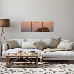 Obraz západu slnka v skalách (s hodinami) (90x30 cm)