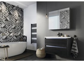 Kúpeľňový nábytkový set Sanox Vogue farba čela black oak ŠxVxH 101 x 170 x 41 cm s keramickým dvojitým umývadlom a zrkadlom