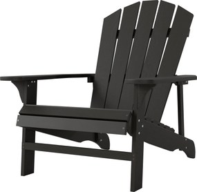 Outsunny odolné drevené kreslo Adirondack do exteriéru — vysoké operadlo a široké podrúčky, čierne, 78 × 89 × 88 cm | Aosom