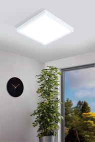 EGLO LED stropné chytré svietidlo FUEVA-Z, 19,5 W, teplá biela-studená biela, 28x28cm, hranaté, biele