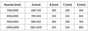 Mexen Exo, výklopné dvojité sprchové dvere 100 cm, číre sklo, zlatá, 814-100-000-50-00