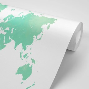 Samolepiaca tapeta mapa sveta v zelenom odtieni - 375x250