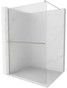 Mexen Kioto+, sprchová zástena Walk-In s poličkou a vešiakom 130 x 200 cm, 8mm sklo s rebrovým vzorom, brúsená oceľ profil, 800-130-121-97-09