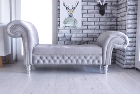 Leňoška LONGUE Velvet Silver II so zníženým bokom