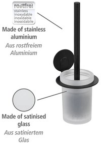 Matne čierna samodržiaca sklenená WC kefa Bivio – Wenko