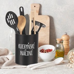 Dóza, plechová, čierna, bez veka, KUCHYNSKÉ NÁČINIE