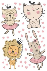 Sada nástenných detských samolepiek Ambiance Scandinavian Animals with Hearts
