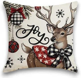 Vianočná obliečka na vankúš DEER WISH 45x45 cm, béžová