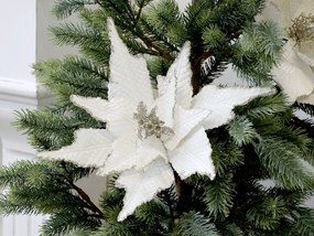Biela vianočná ozdoba kvetina hviezda na klipe - 25*6 cm