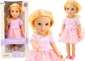 LEAN Toys Bábika v ružových šatách s tylovou sukňou a blond vlasmi