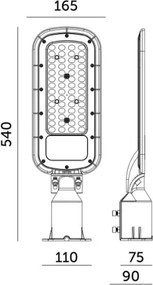 LED pouličné svietidlo BRELUXO LED/150W/230V 4000K IP65