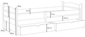 Detská posteľ z masívu borovice ELENA so šuplíkmi - 200x90 cm - BIELA