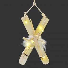 Závesné lyže s LED – prírodné 21 cm
