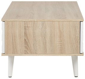 Konferenčný stolík so zásuvkou svetlé drevo/biela SWANSEA Beliani