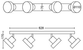 Philips 50604/30/P0 - LED Bodové svietidlo BUKKO 4xLED/4,3W/230V