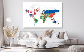 Obraz na korku mapa vlajky krajín