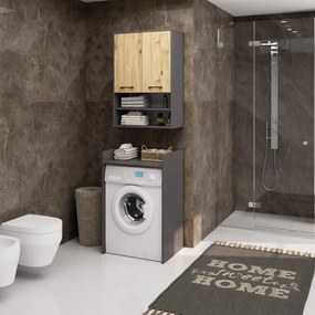 Kúpeľňová skrinka FIN H934 W64 2D 1P grafitová / dub artisan