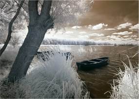 Obraz loďky na jazere (70x50 cm)