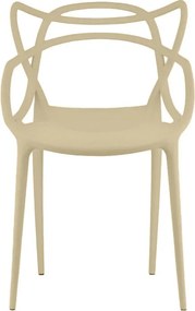 Sada 4 ks plastových stoličiek KATO, béžová