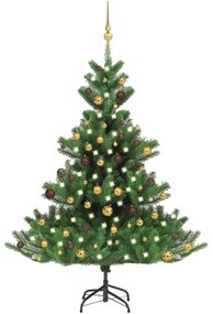 Umelý vianočný stromček jedľa Nordmann LED a gule zelený 150 cm 3077559
