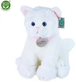 Rappa Plyšová mačka sediaca biela, 25 cm