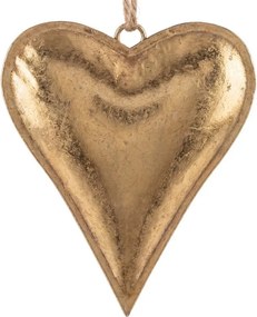 Zlatá antik kovová závesná dekorácia srdca Heart Antique S - 15*3*12 cm