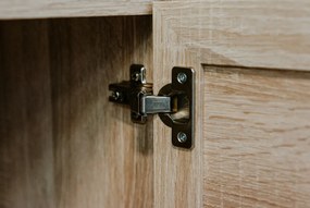 Široká komoda so zásuvkami Bali, dub sonoma/výplet