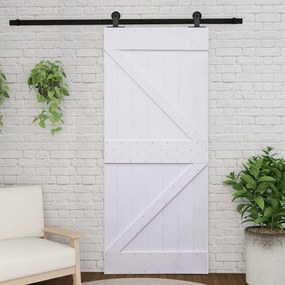 vidaXL Posuvné dvere s kovaním 100x210 cm borovicový masív biele