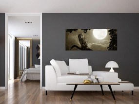 Obraz - Nočná sova, zlatá (120x50 cm)