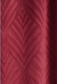 Moderný bordový zamatový záves s reliéfnym vzorom listov 140x250 cm
