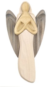 AMADEA Drevený anjel so srdcom, farebný, masívne drevo, 22x12x2 cm