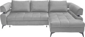 Rohová sedacia súprava Paris, svetlo šedá látka, pravý roh