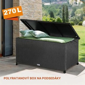Polyratanový úložný box RICCO, 117 x 53 x 60cm, čierna Casaria